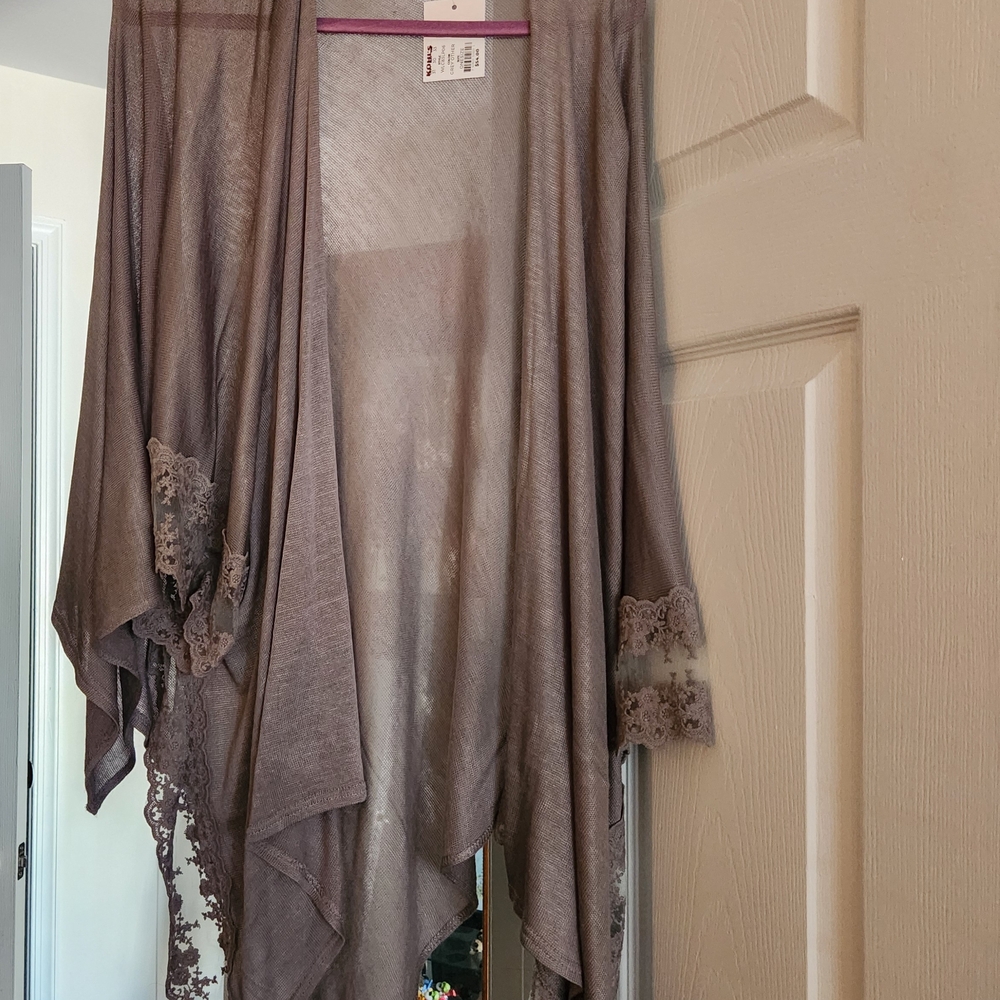 New Tags Lauren Conrad One Size Fits All Gray Shawl With Lace Trim